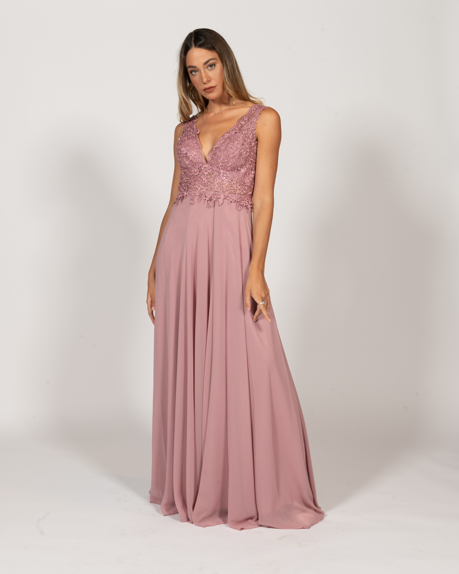 Berti Mode Collection - Abito  rosa con corpetto ricamato