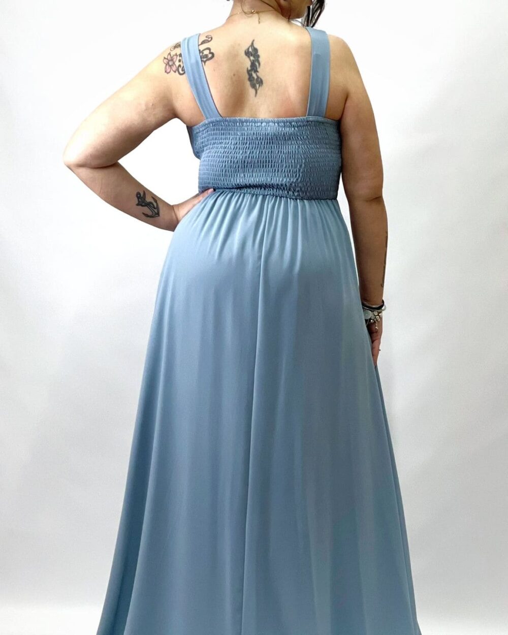Berti Mode Collection - Abito da cerimonia curvy con scollo a V plissettato verde bosco - immagine 8