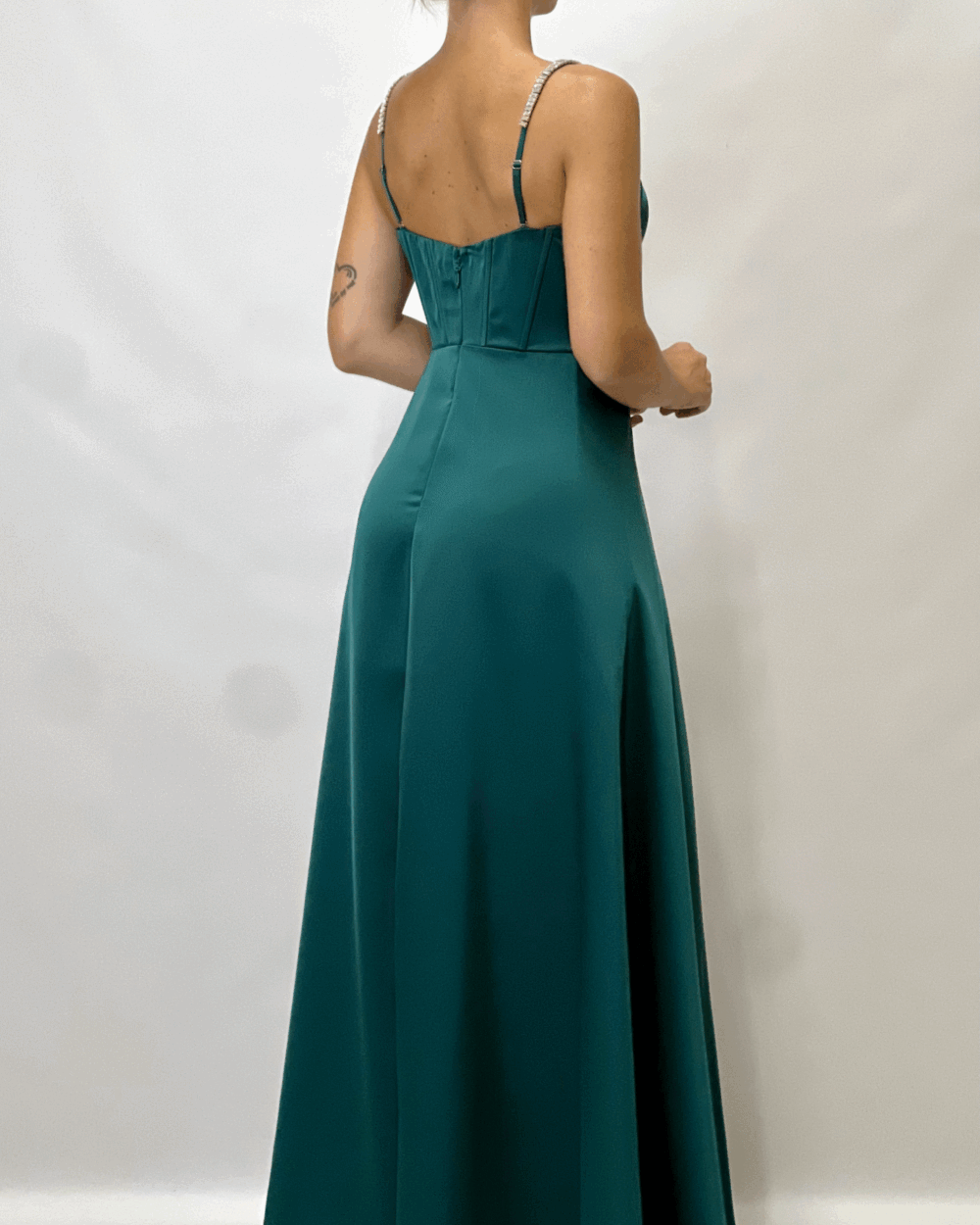 Berti Mode Collection - Abito lungo raso smeraldo - immagine 6