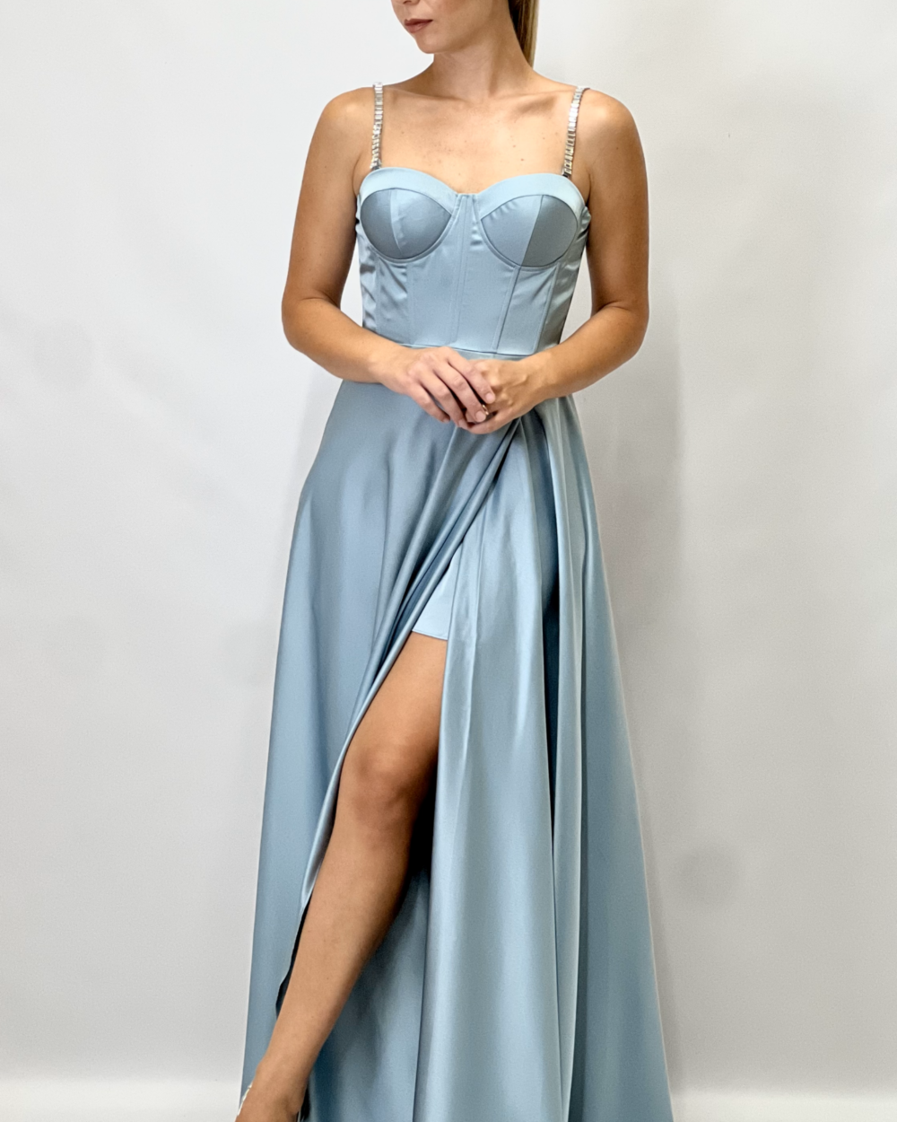 Berti Mode Collection - Abito lungo raso azzurro - immagine 4