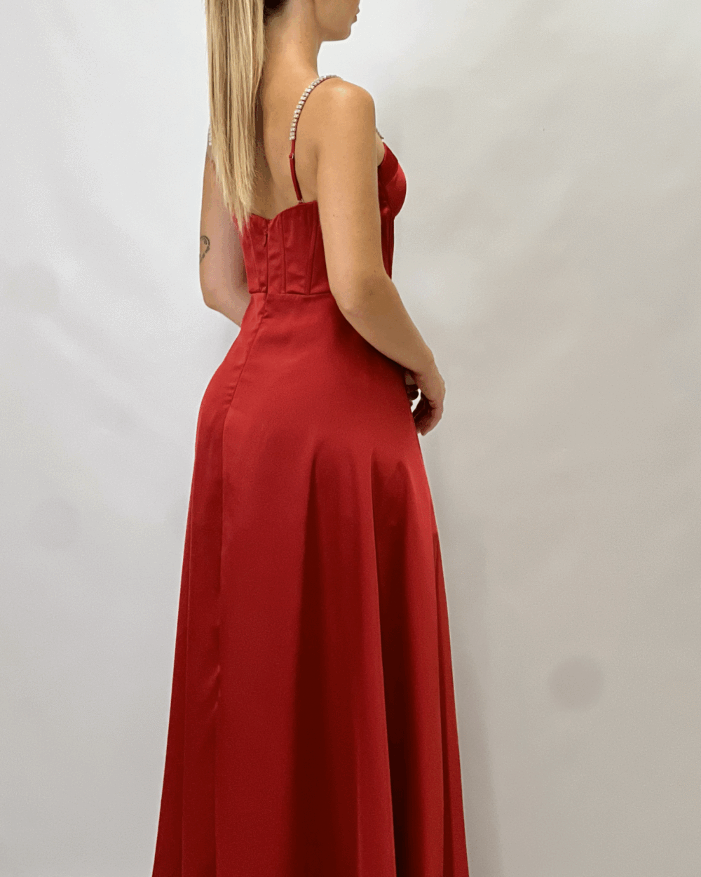 Berti Mode Collection - Abito lungo raso rosso - immagine 5