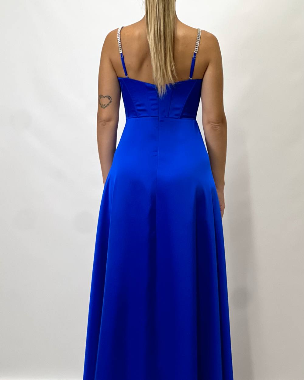 Berti Mode Collection - Abito lungo raso bluette - immagine 4
