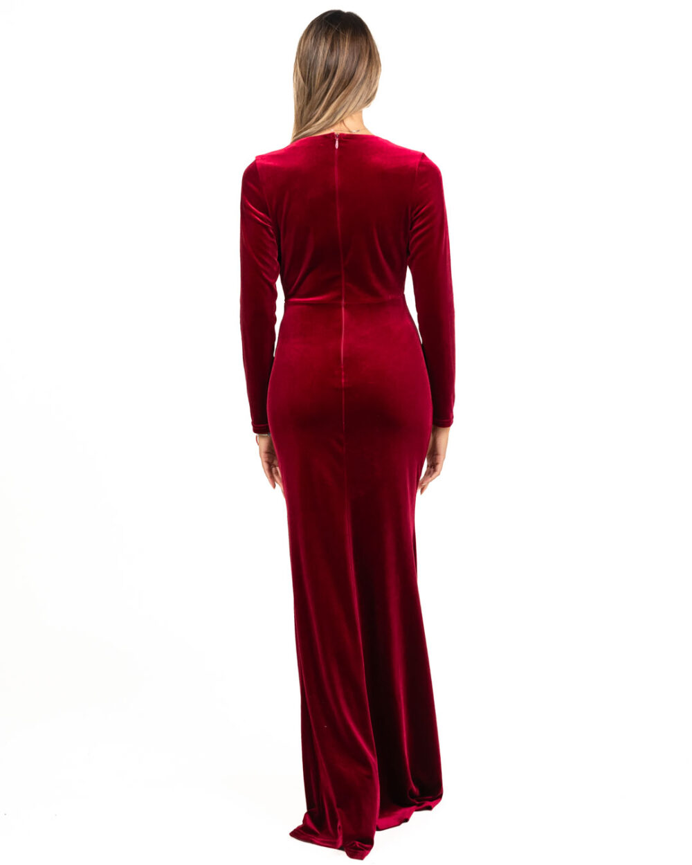 Berti Mode Collection - Abito rosso drappeggiato e aderente in velluto - immagine 7