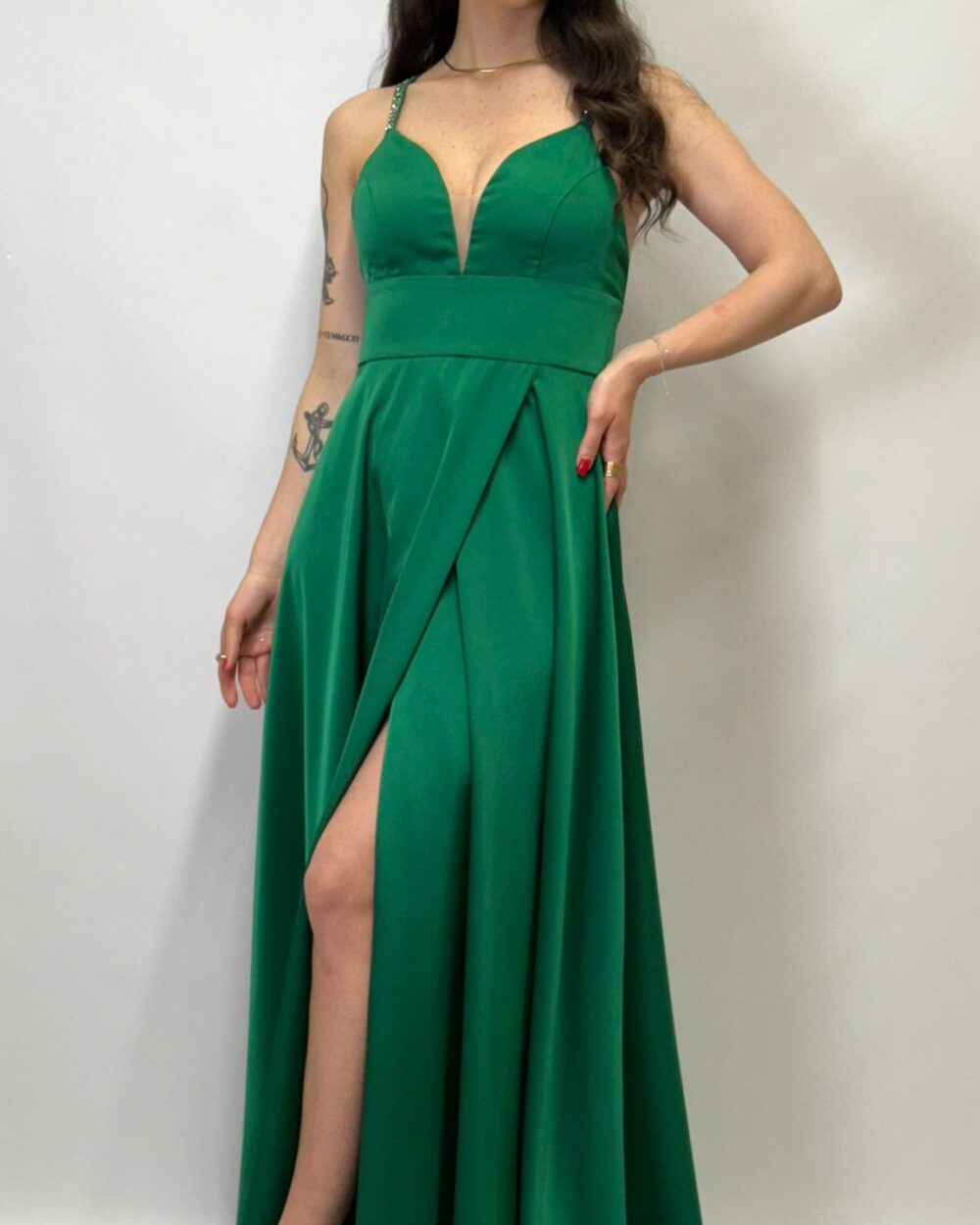 Berti Mode Collection - Abito con strass verde smeraldo
