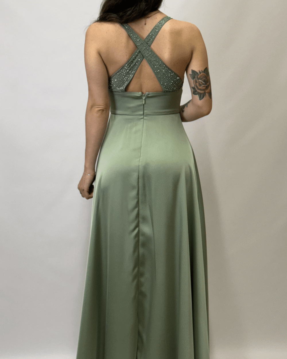 Berti Mode Collection - Abito con strass verde salvia - immagine 6