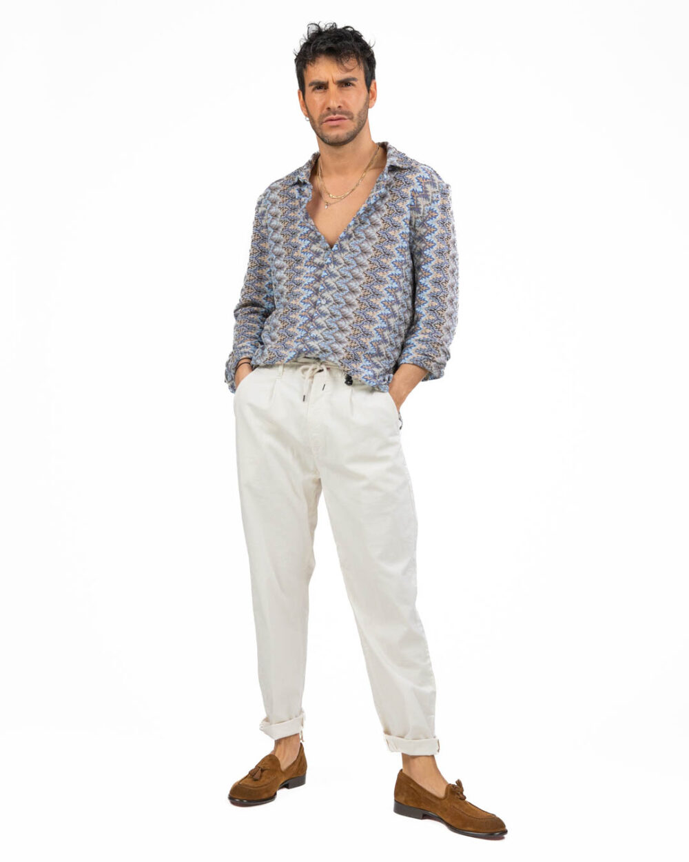 BERNA - Pantalaccio Misto Lino Latte - immagine 6