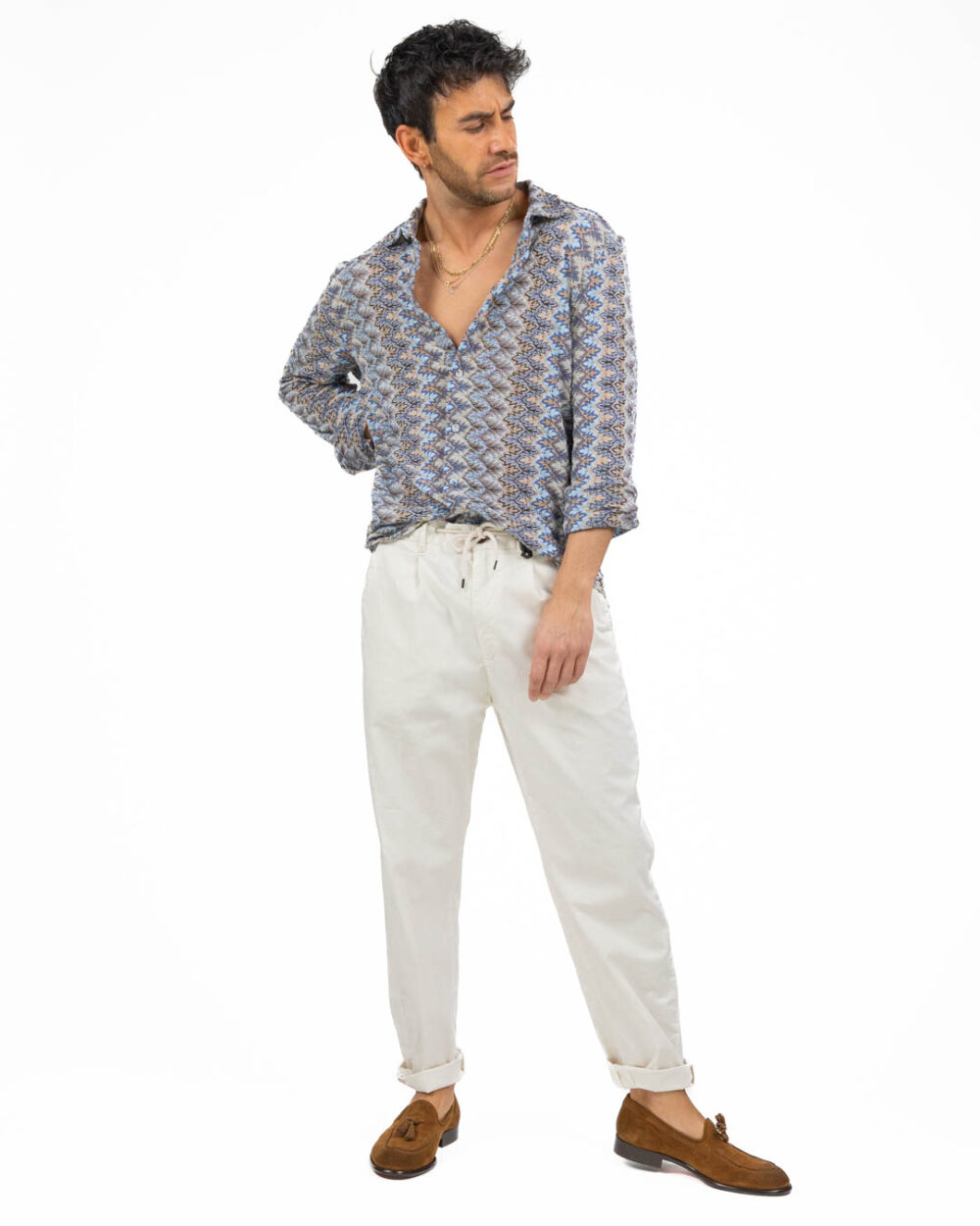 PHO - Camicia a Zig Zag Blu e Azzurro - immagine 4