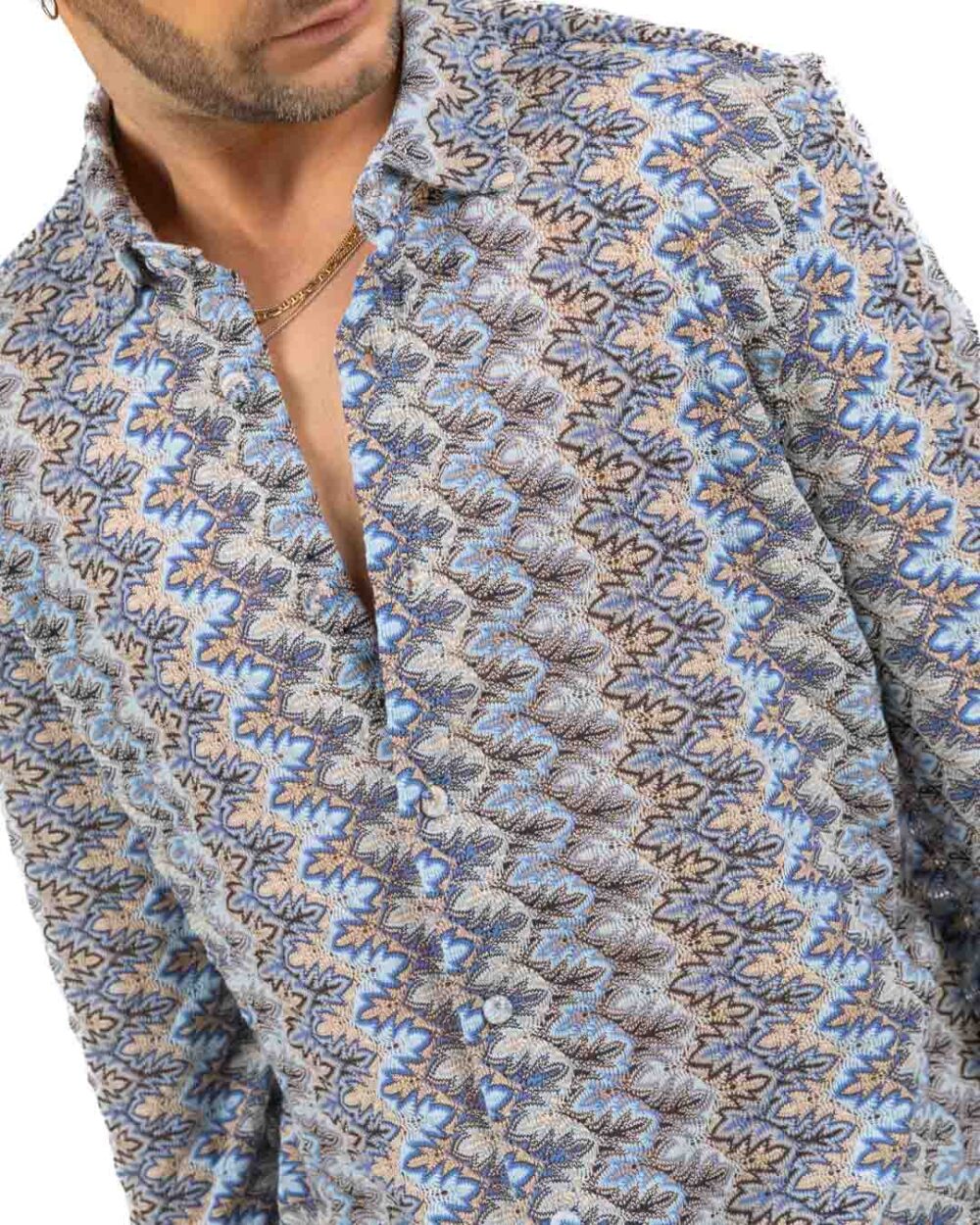 PHO - Camicia a Zig Zag Blu e Azzurro - immagine 2