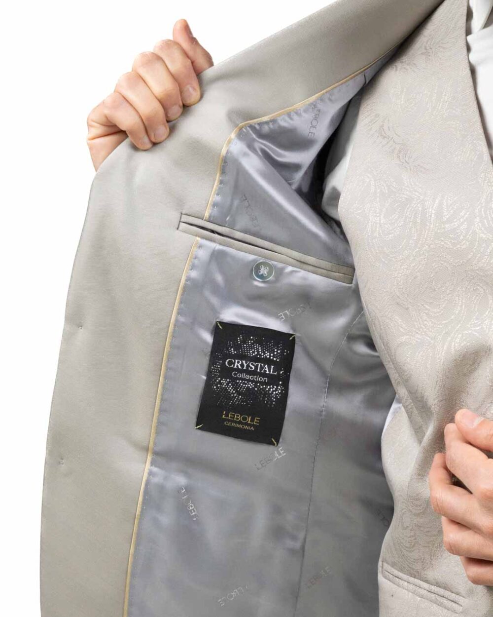 LEBOLE - Abito con Gilet Damascato Beige - immagine 3