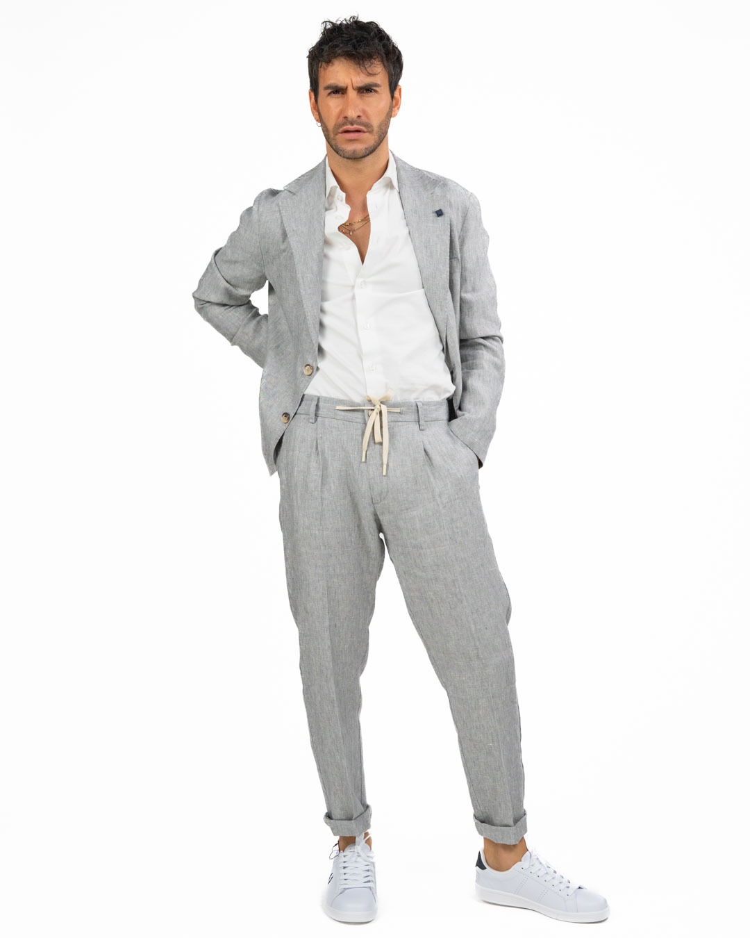 OUT FIT - Abito in Lino Grigio