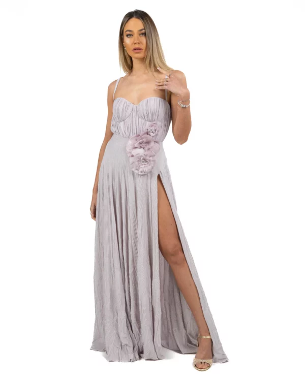 Elisabetta Franchi - Abito Red Carpet in jersey lurex con fiore ricamato