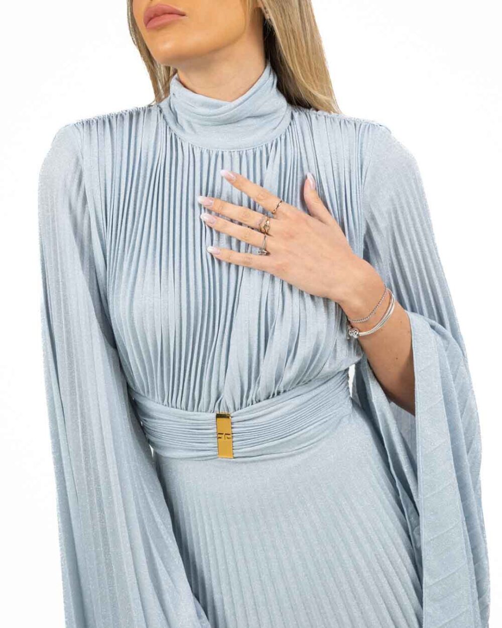 Elisabetta Franchi - Abito in jersey lurex con maniche asimmetriche - immagine 5