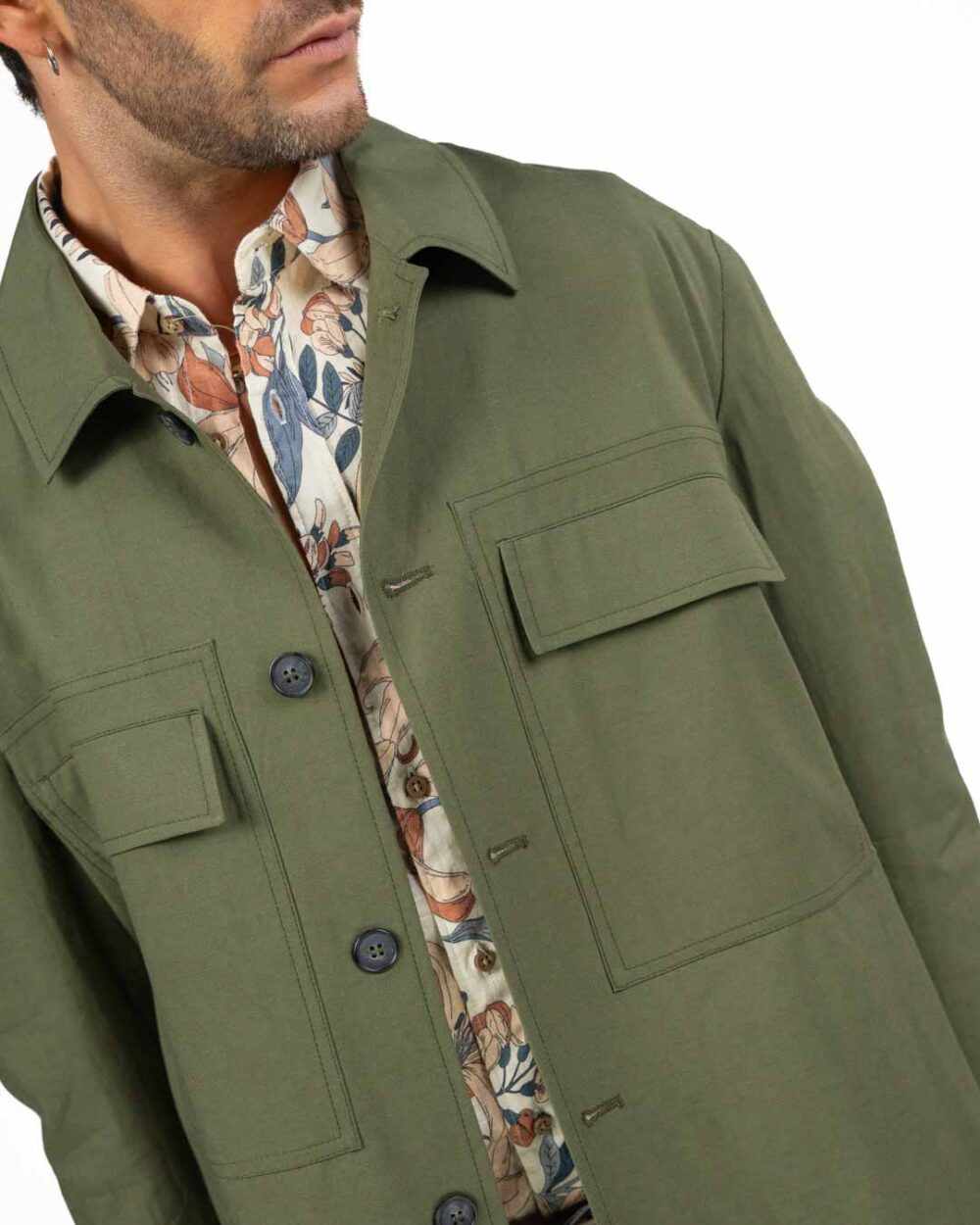 OVER/D - Giubbino con collo a camicia militare - immagine 2