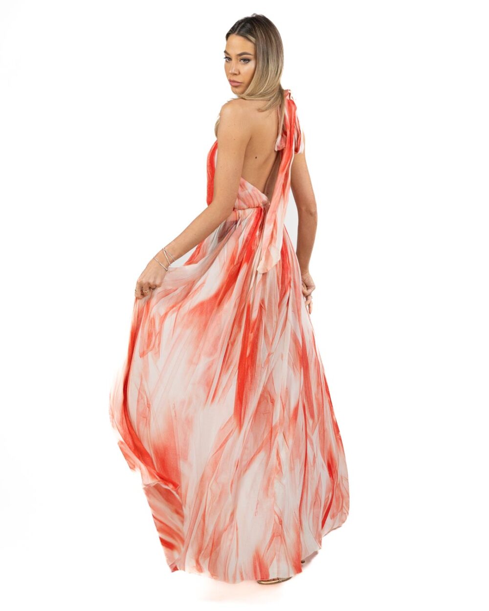 Elisabetta Franchi - abito Red Carpet in viscosa con stampa tulle - immagine 2