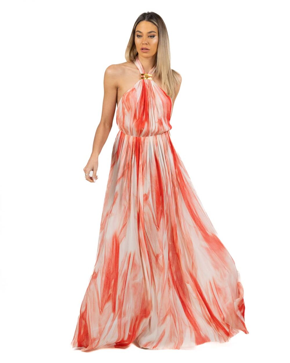 Elisabetta Franchi - abito Red Carpet in viscosa con stampa tulle - immagine 6