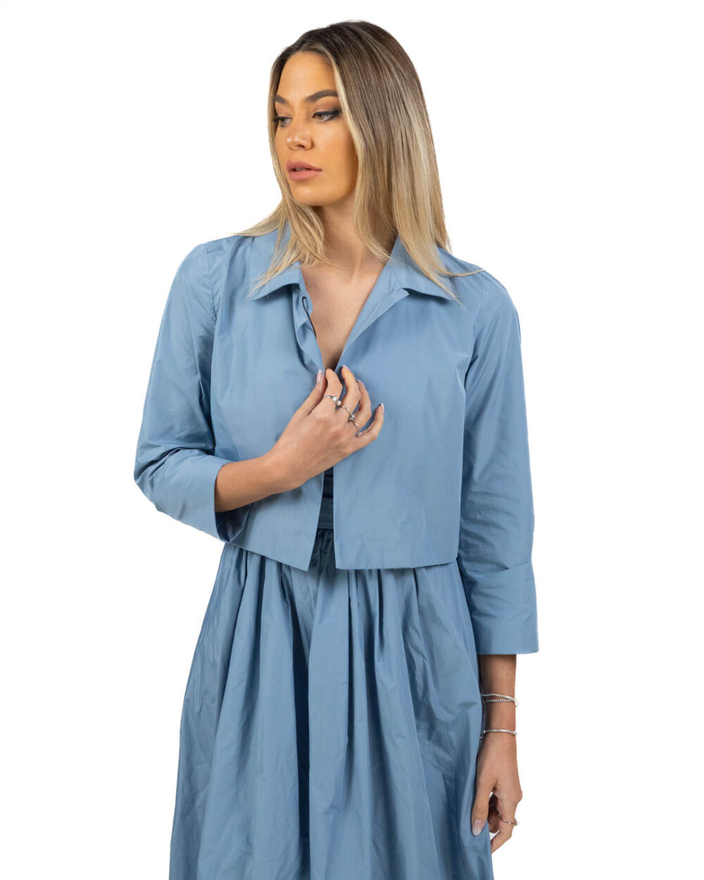 Emme Marella - giacca taffeta azzurra - immagine 2
