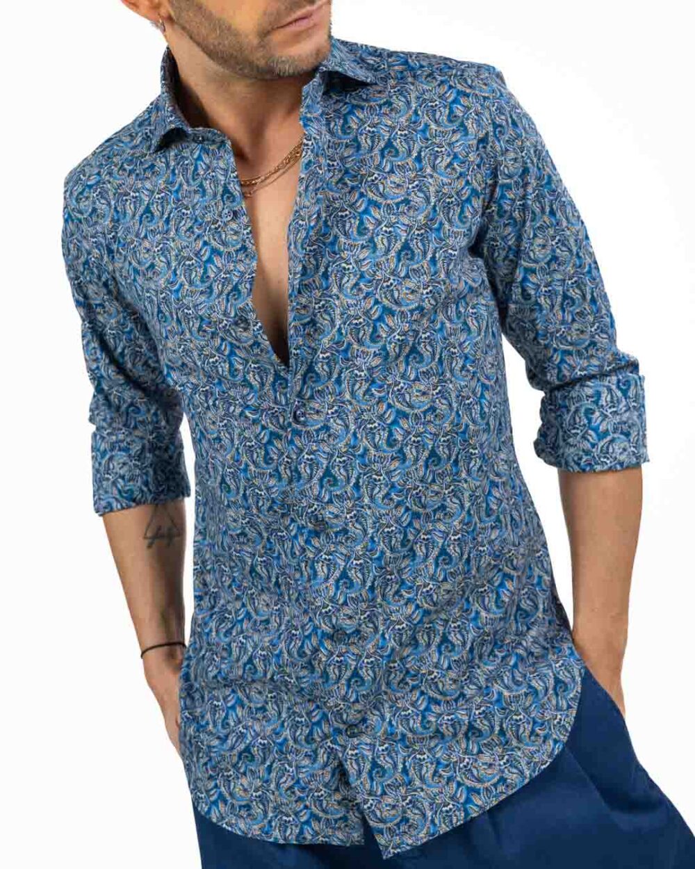 BOTTEGA ARTIGIANA - Camicia Fantasia Blu - immagine 3