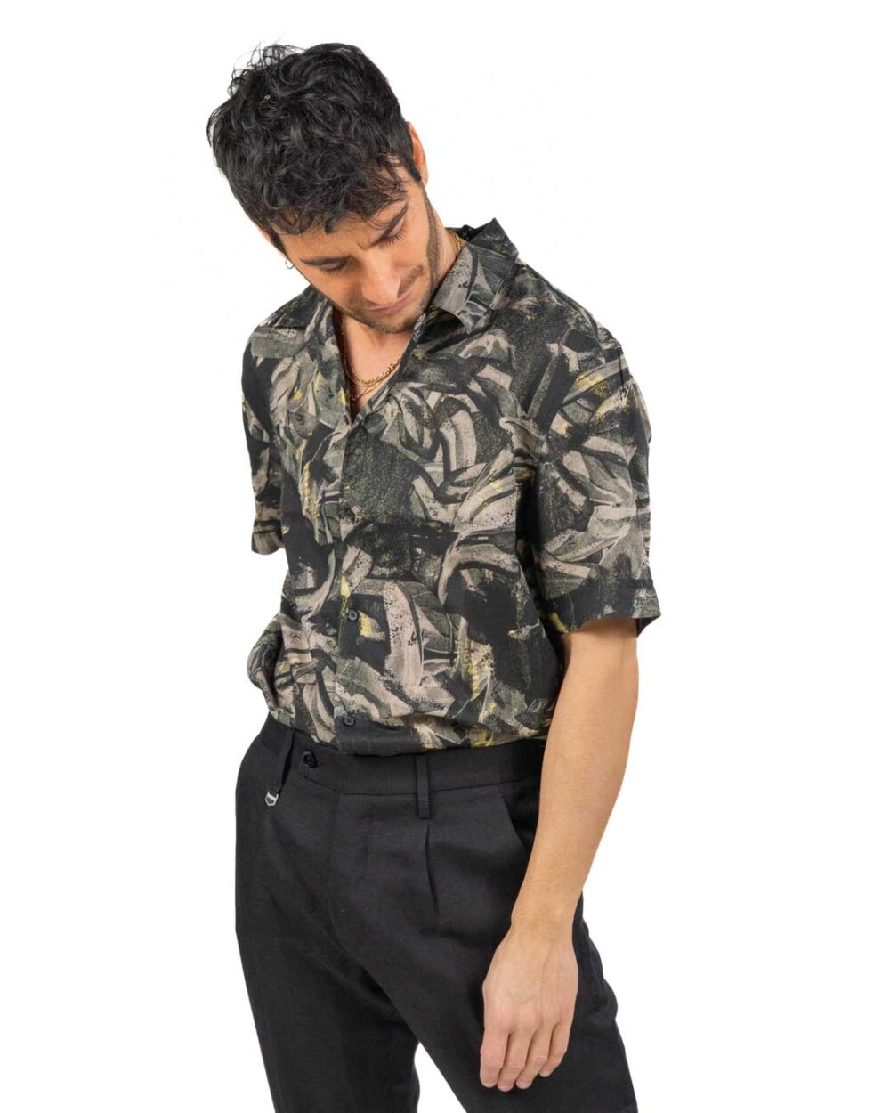 Antony Morato – Camicia a Maniche Corte Fantasia Nera da Uomo - immagine 6