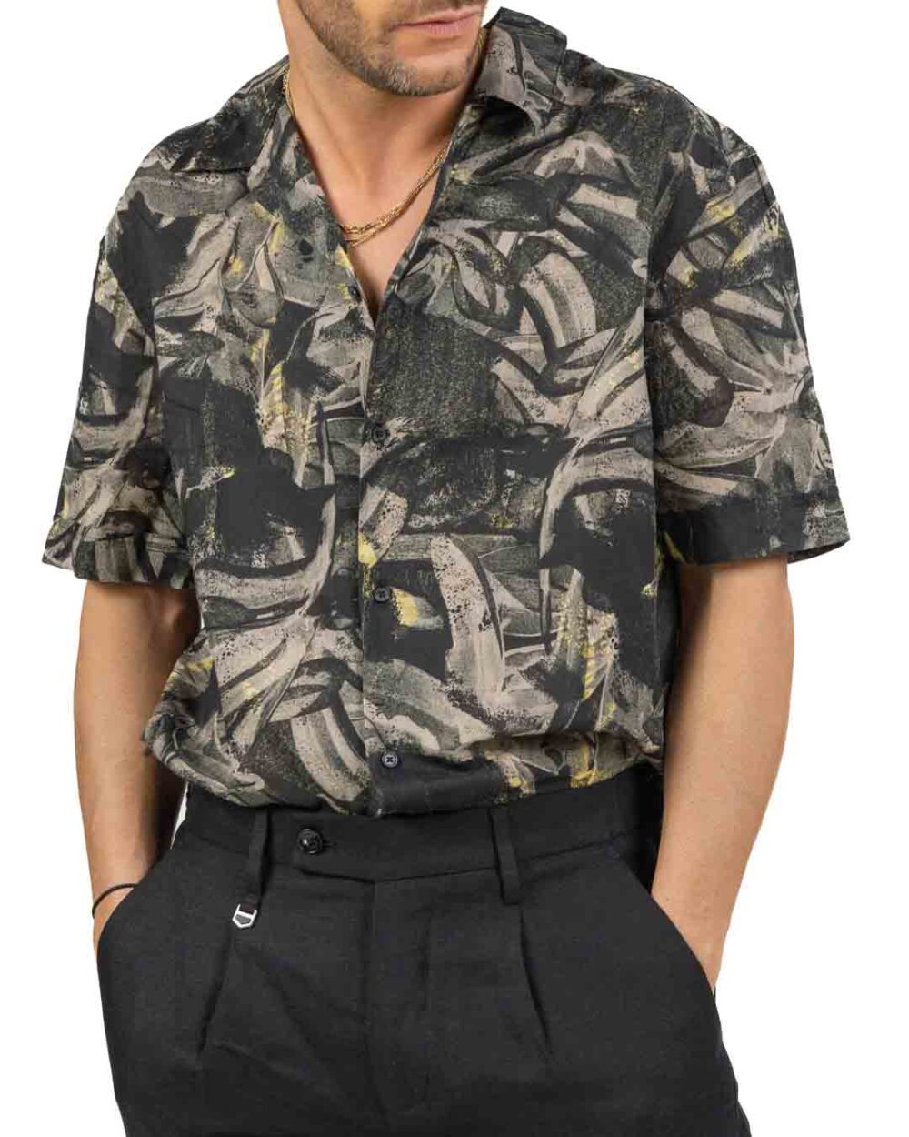 Antony Morato – Camicia a Maniche Corte Fantasia Nera da Uomo - immagine 4