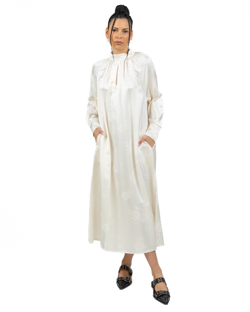 WU SIDE - Abito Jacquard Bianco