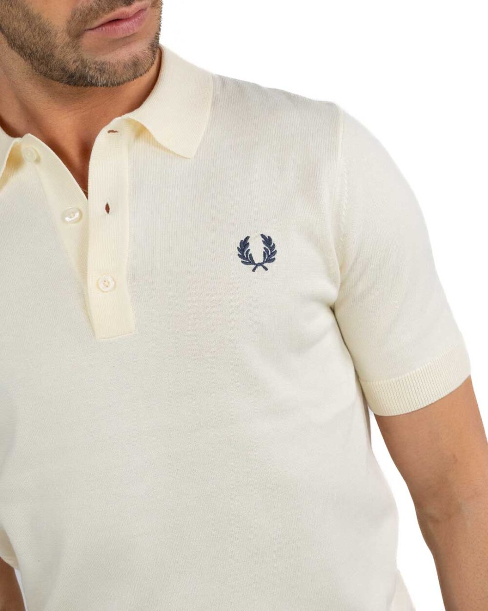 FRED PERRY - Polo in Maglia Ecru - immagine 2