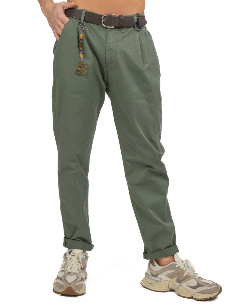 OVER/D - Pantalone Verde con catenina - immagine 3