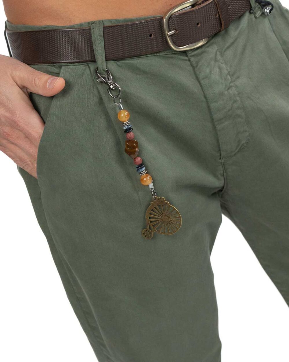 OVER/D - Pantalone Verde con catenina - immagine 2