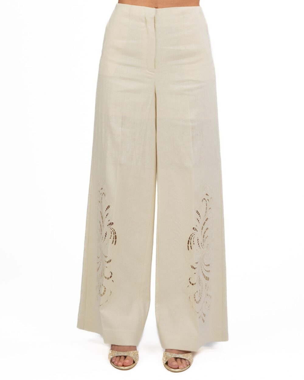 TWINSET - Pantalone misto lino con ricamo - immagine 2