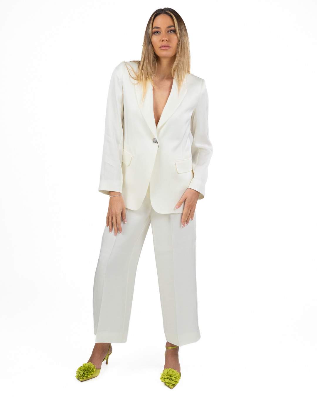 EMME MARELLA - Pantaloni in twill tinta burro