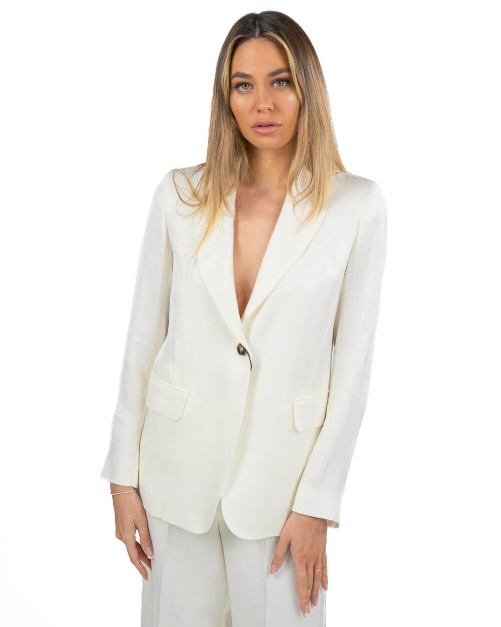 EMME MARELLA - Giacca in twill tinta burro - immagine 2