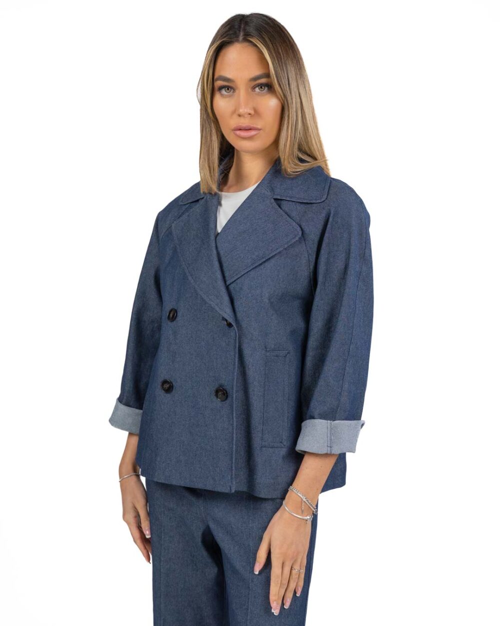 EMME MARELLA - Caban effetto denim doppiopetto - immagine 2
