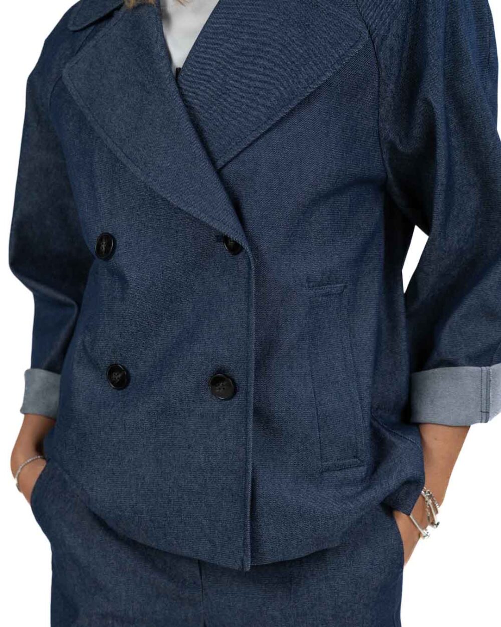 EMME MARELLA - Caban effetto denim doppiopetto - immagine 4
