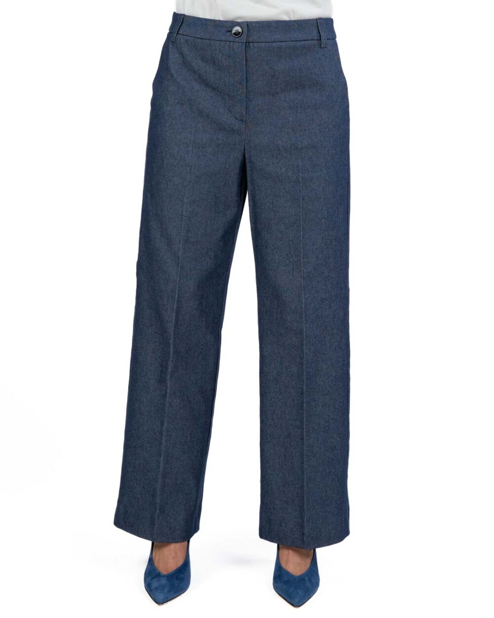 EMME MARELLA - Pantalone palazzo effetto denim - immagine 2