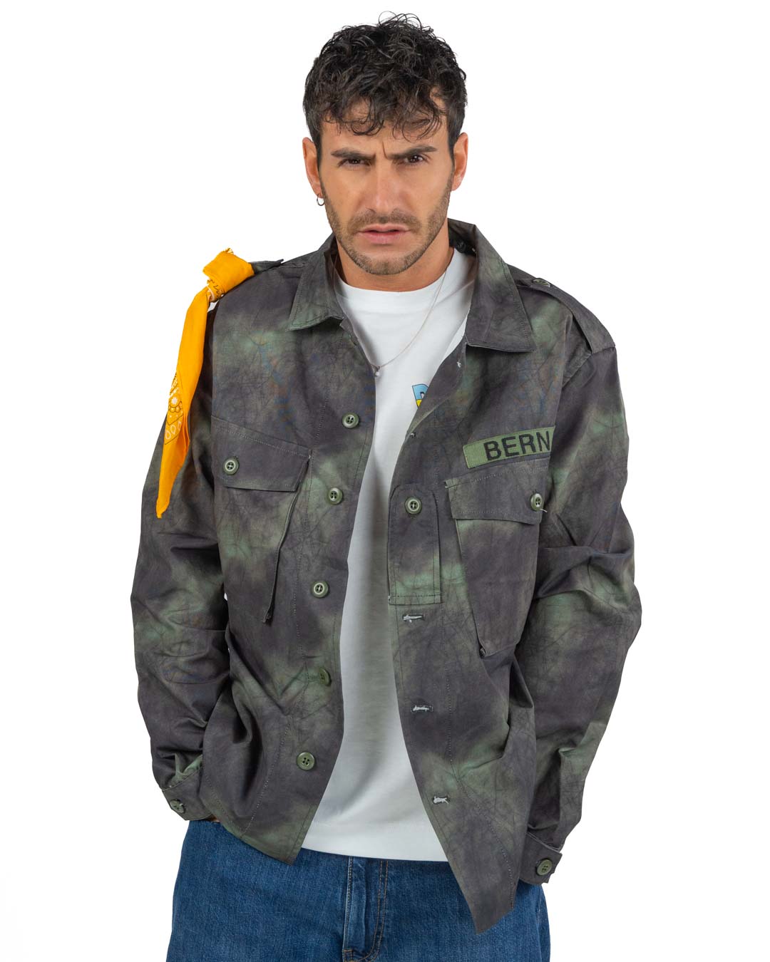 BERNA - Giacca Tie Dye con stampa sul retro e logo frontale