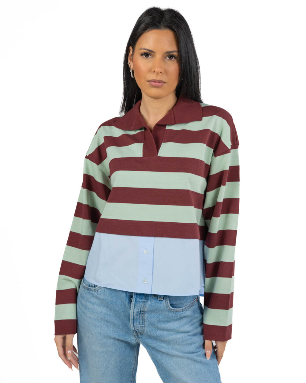 WEEKEND MAX MARA - Polo a Strisce Bordeaux e Menta - immagine 2
