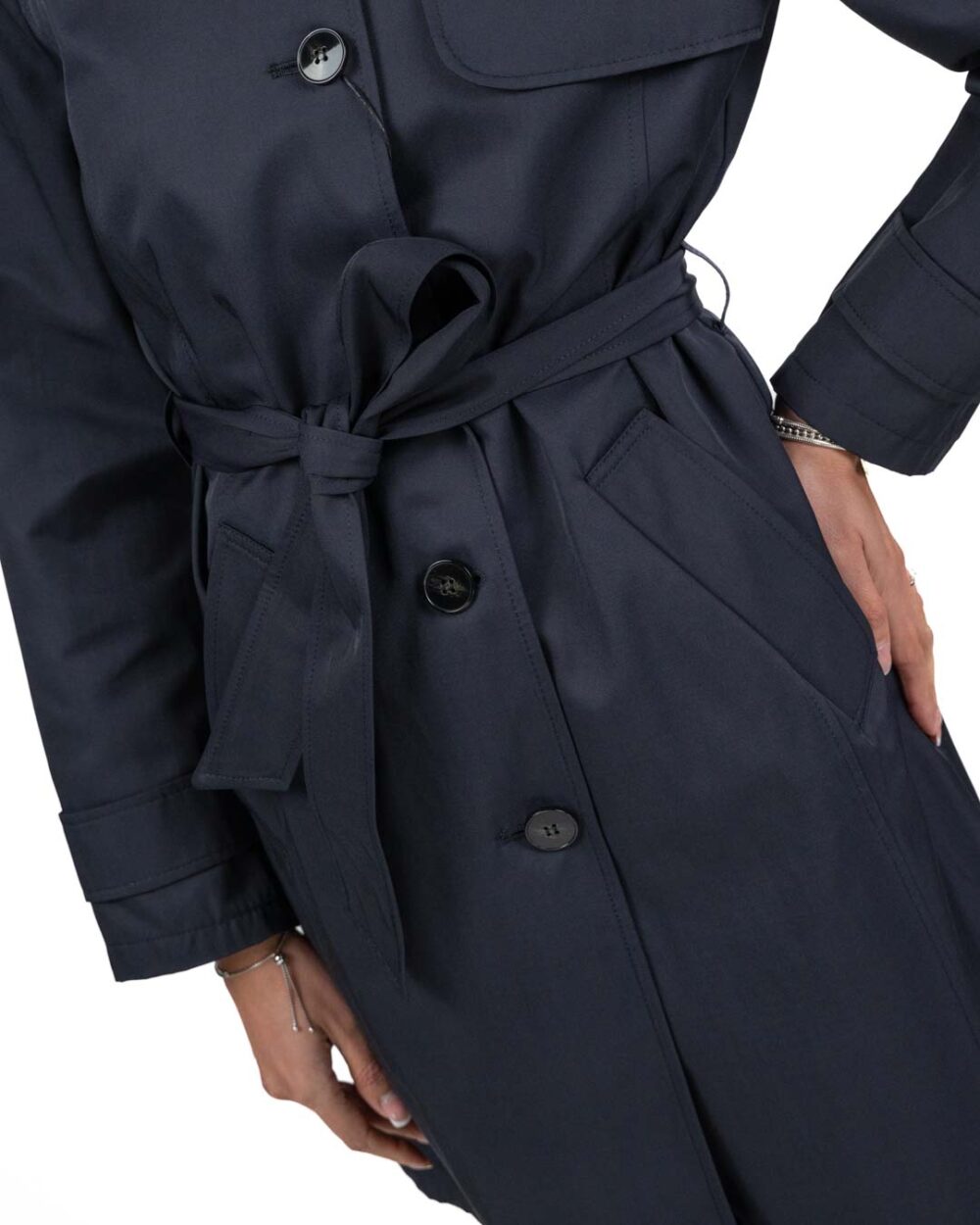 EMME MARELLA - Impermeabile blu in gabardine - immagine 3