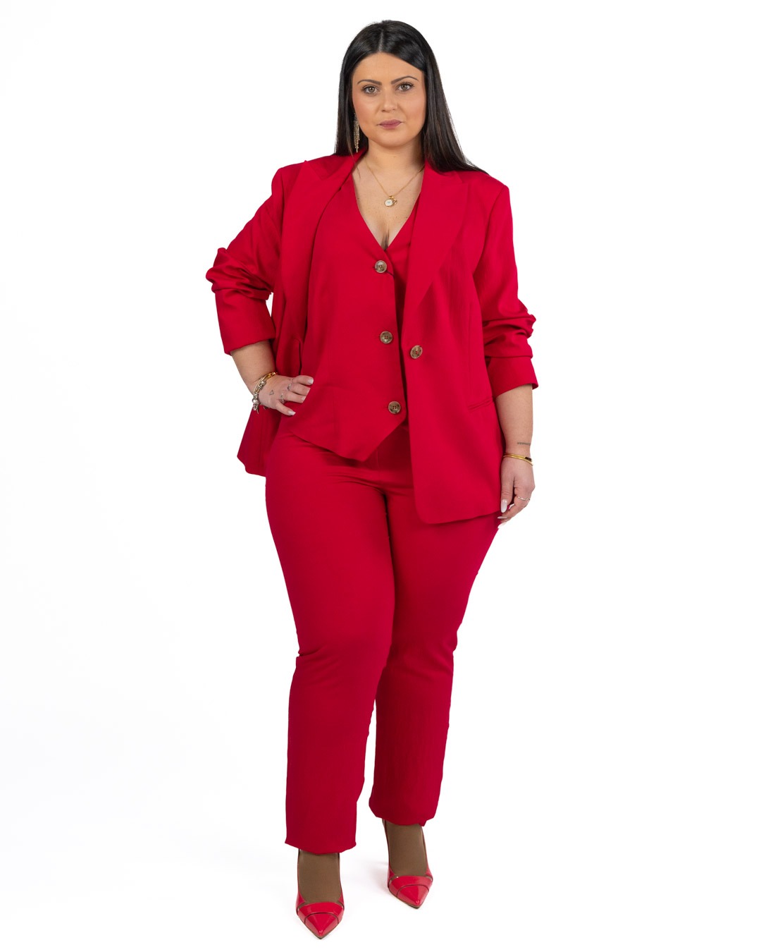 PERSONA - Pantalone Viscosa Rosso