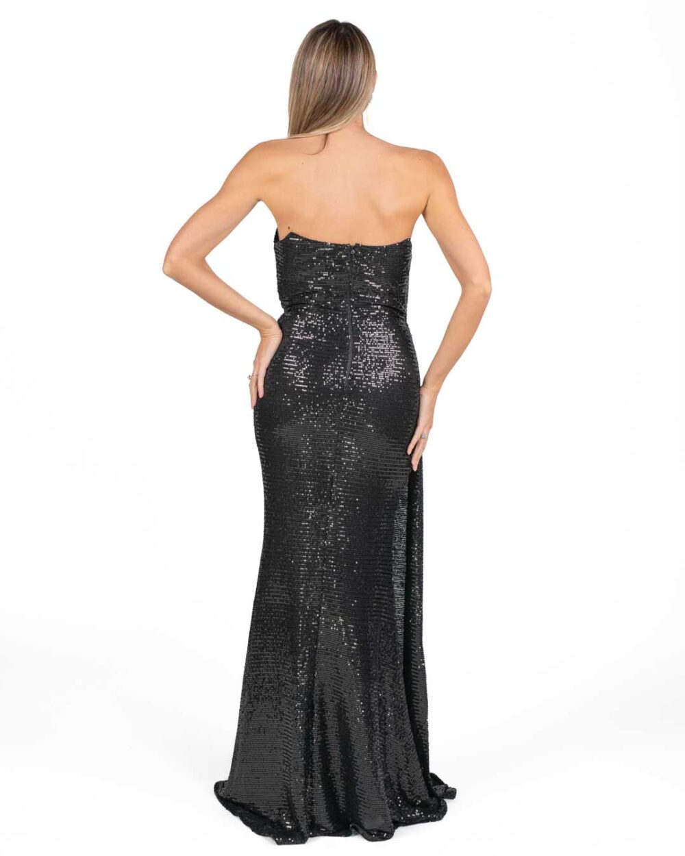 Berti Mode Collection - Abito senza spalline in paillettes nero - immagine 3