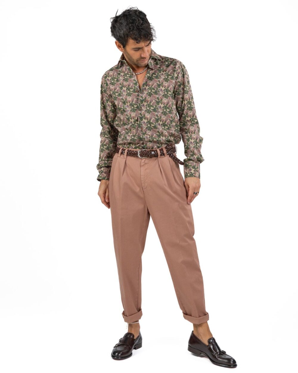 BOTTEGA ARTIGIANA - Camicia Fantasia Rosa e Verde - immagine 126