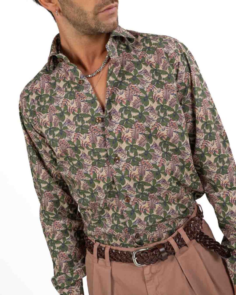 BOTTEGA ARTIGIANA - Camicia Fantasia Rosa e Verde - immagine 127