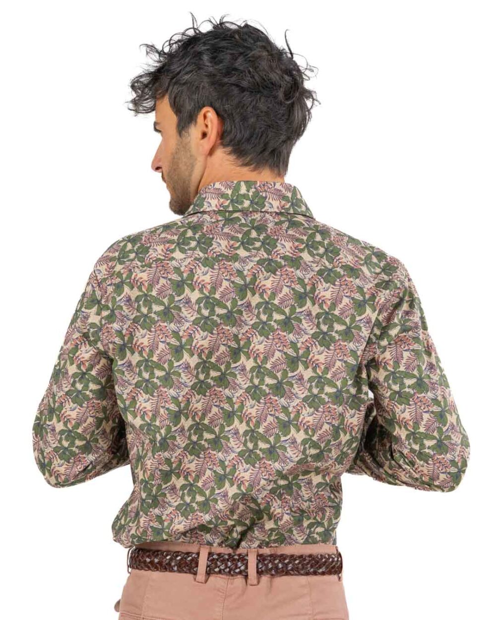 BOTTEGA ARTIGIANA - Camicia Fantasia Rosa e Verde - immagine 3