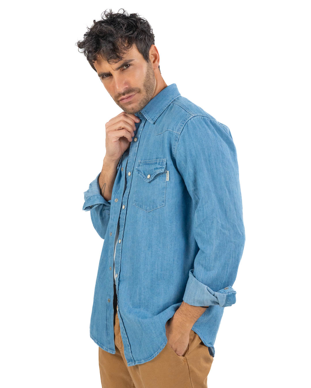 ROY ROGER'S - Camicia in Denim Chiaro