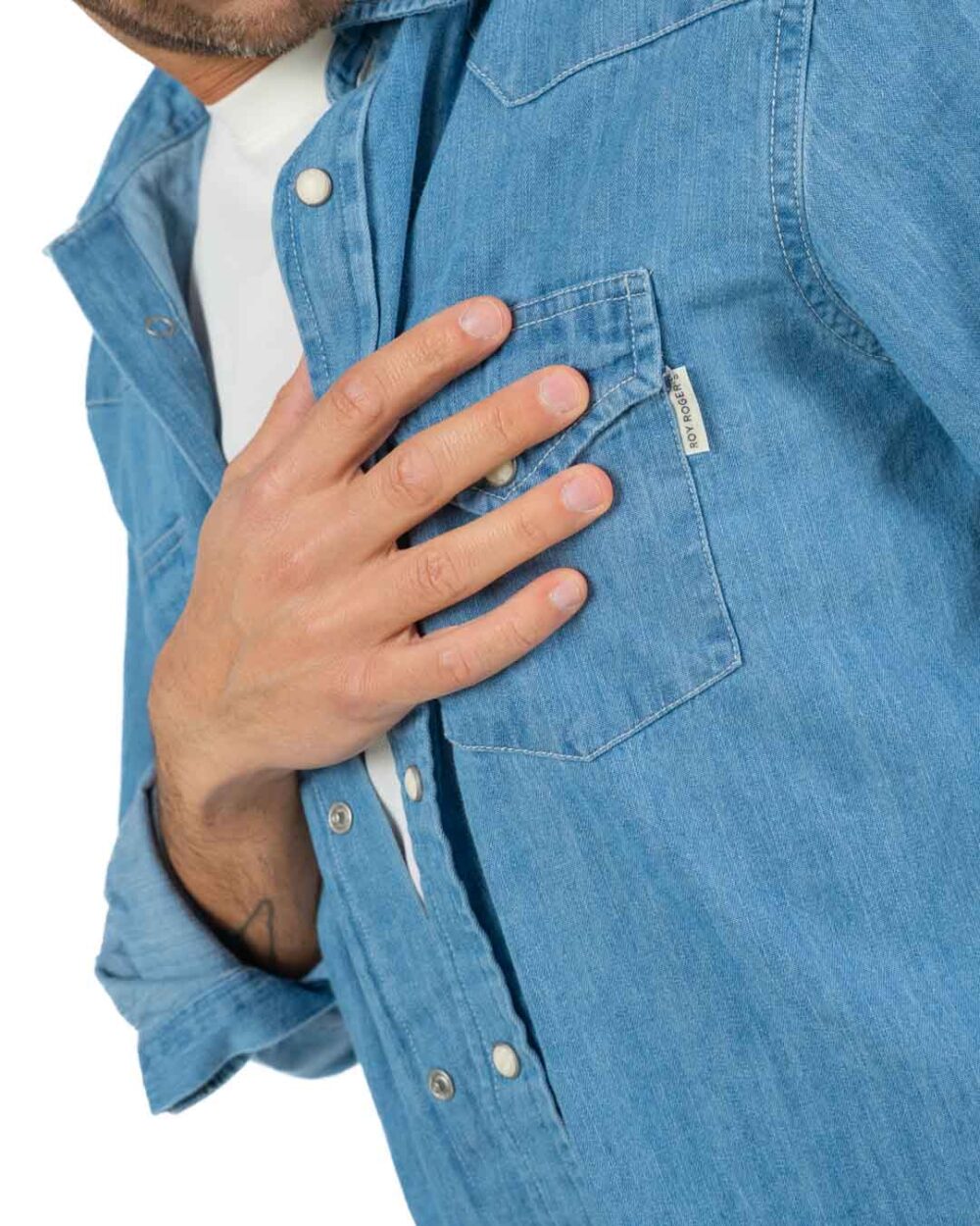 ROY ROGER'S - Camicia in Denim Chiaro - immagine 4