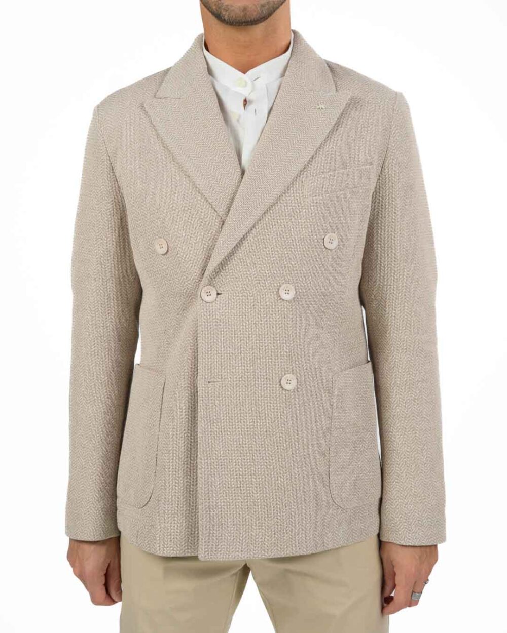 ATPCO - Giacca Doppio petto Spinato Beige - immagine 3