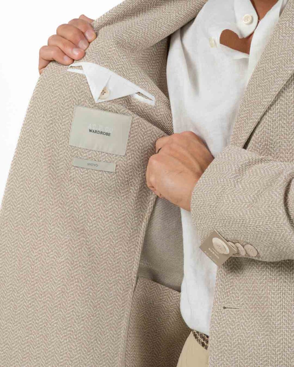 ATPCO - Giacca Doppio petto Spinato Beige - immagine 4