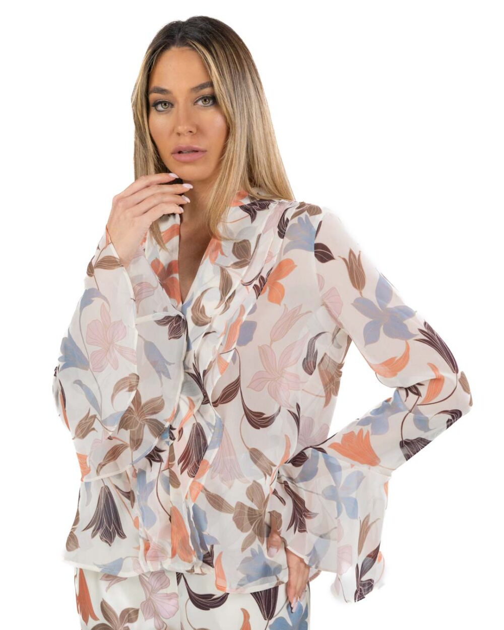 EMME MARELLA - Blusa con rouche impunturate Panna - immagine 2
