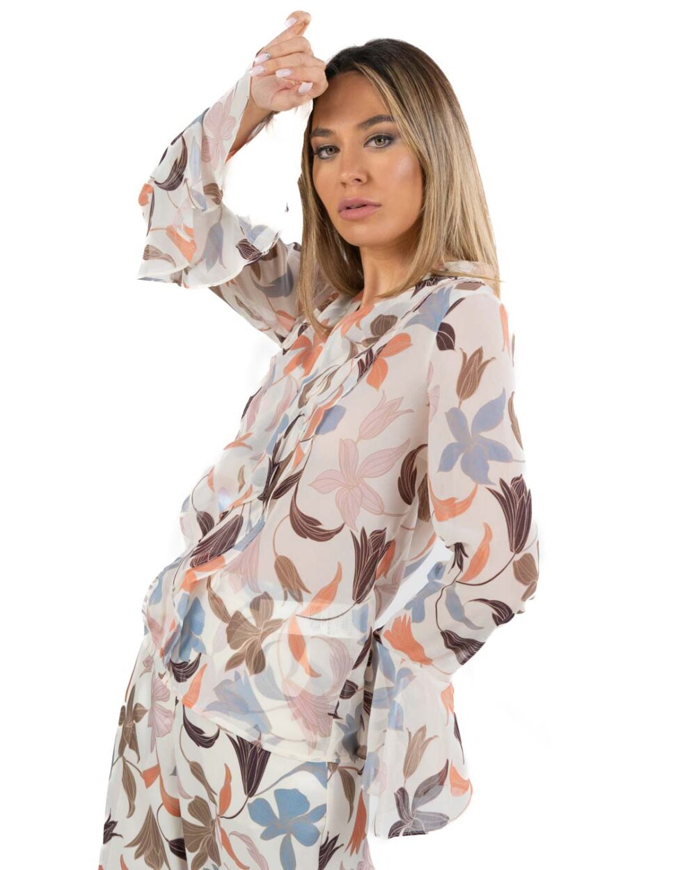EMME MARELLA - Blusa con rouche impunturate Panna - immagine 3