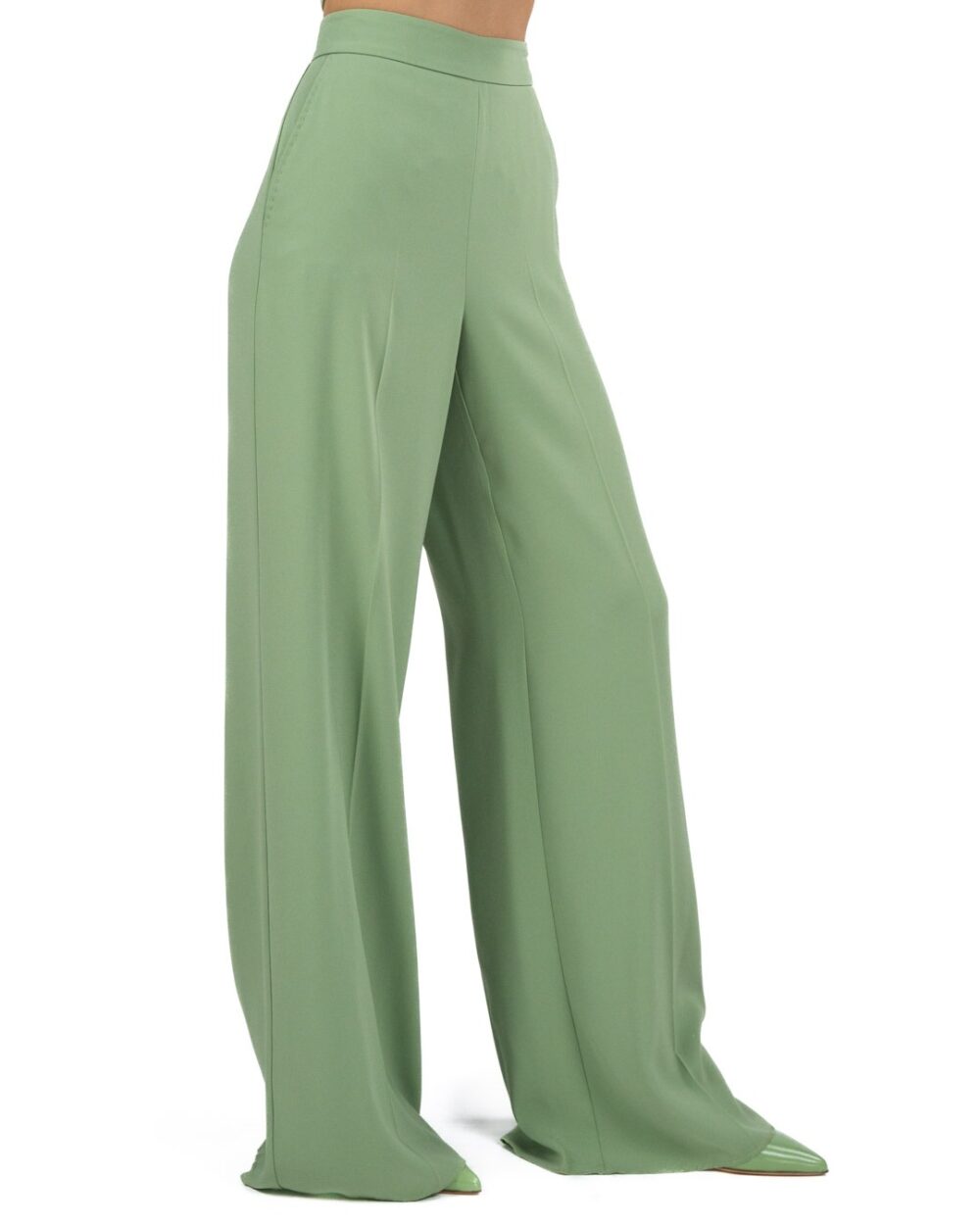MARELLA - Pantalone Palazzo Crepe Verde - immagine 3