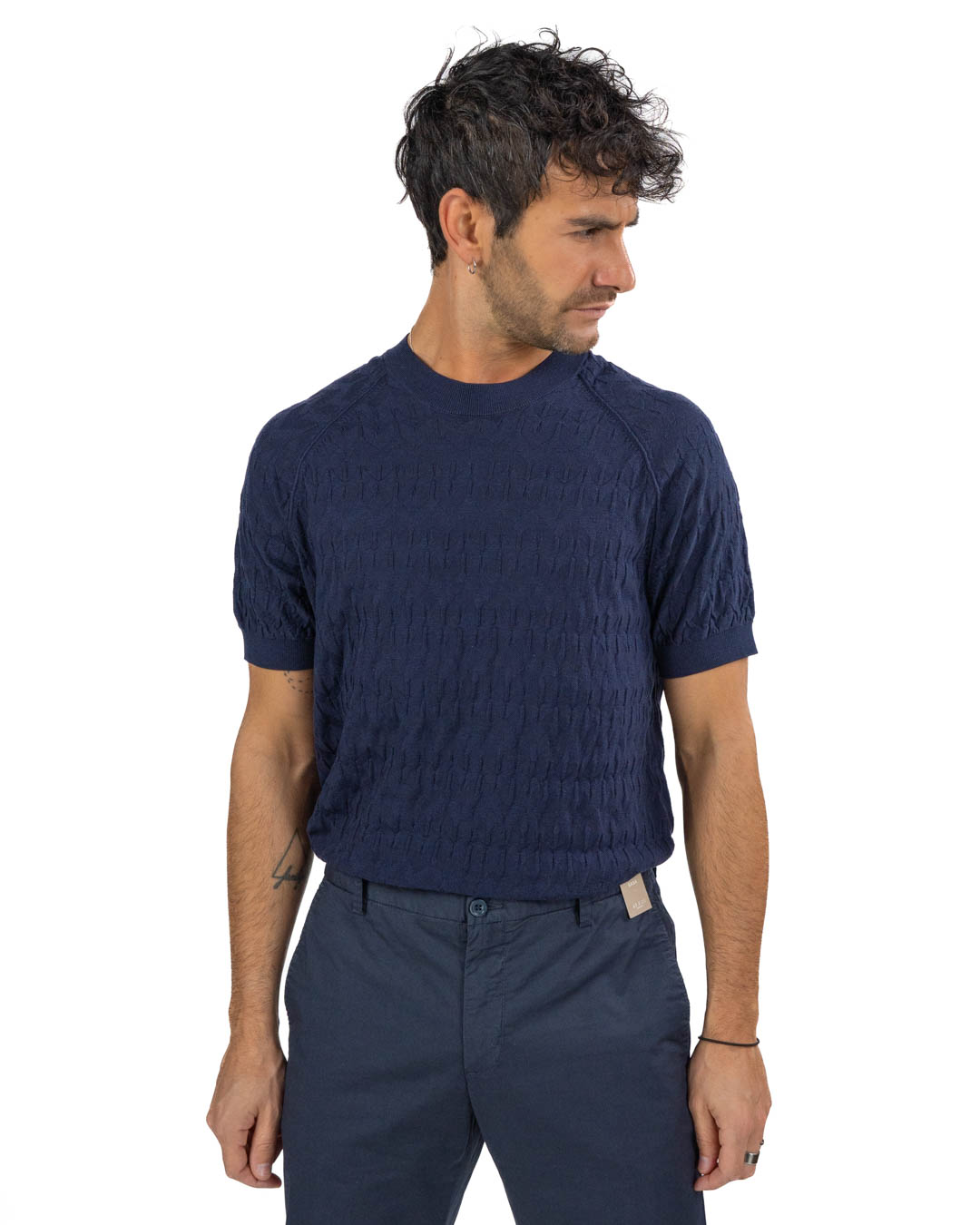 PATRIZIA PEPE - T-shirt goffrata blu