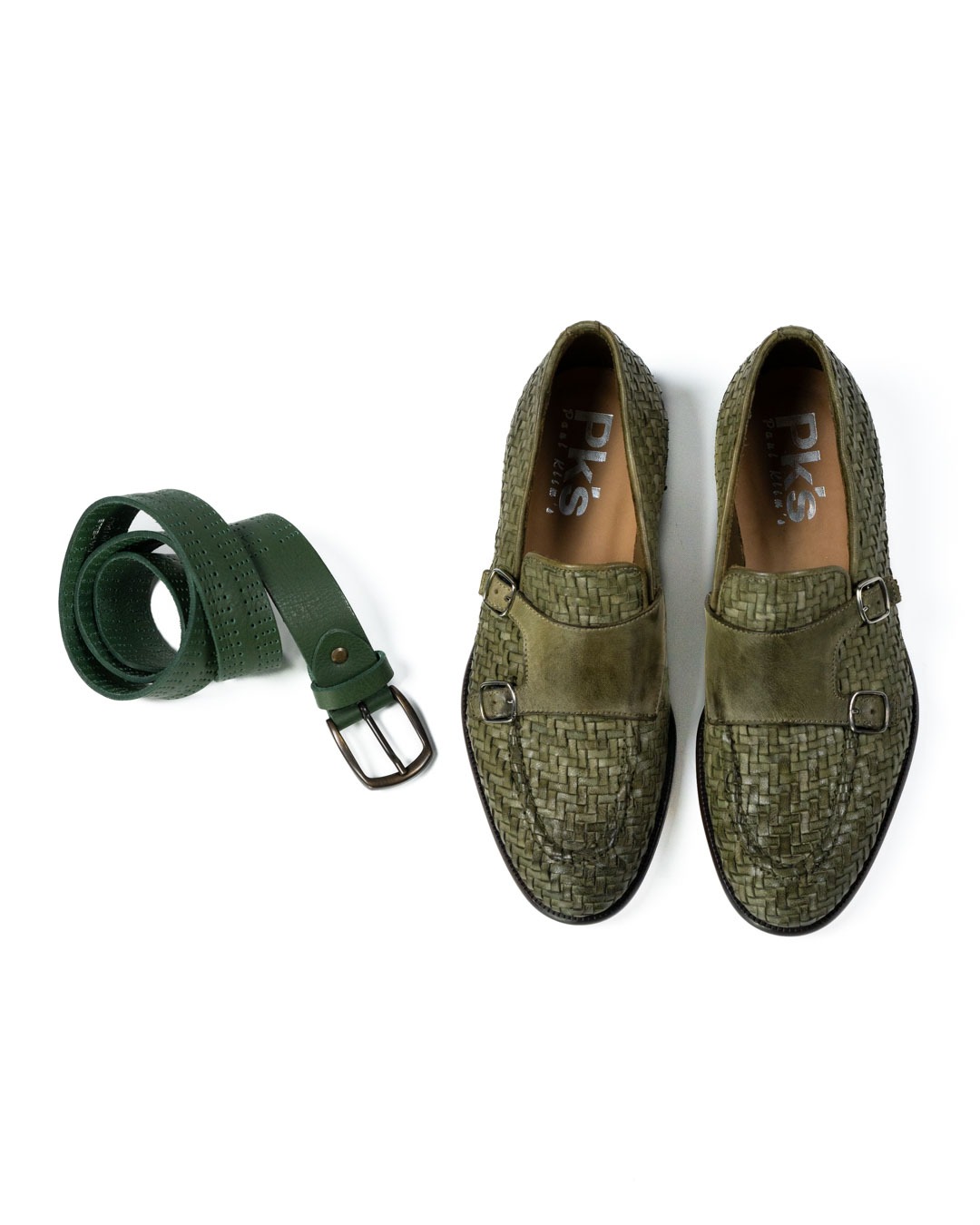 PAWELK'S - Mocassino con fibbie verde militare
